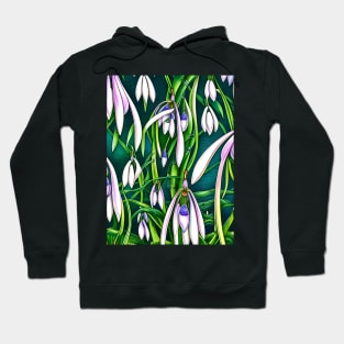 Winter Snow Drop Flowers Hoodie